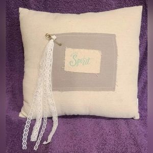 Honey & Me "Brave Spirit" 10" Square Pillow w/ Lace Accent NWT